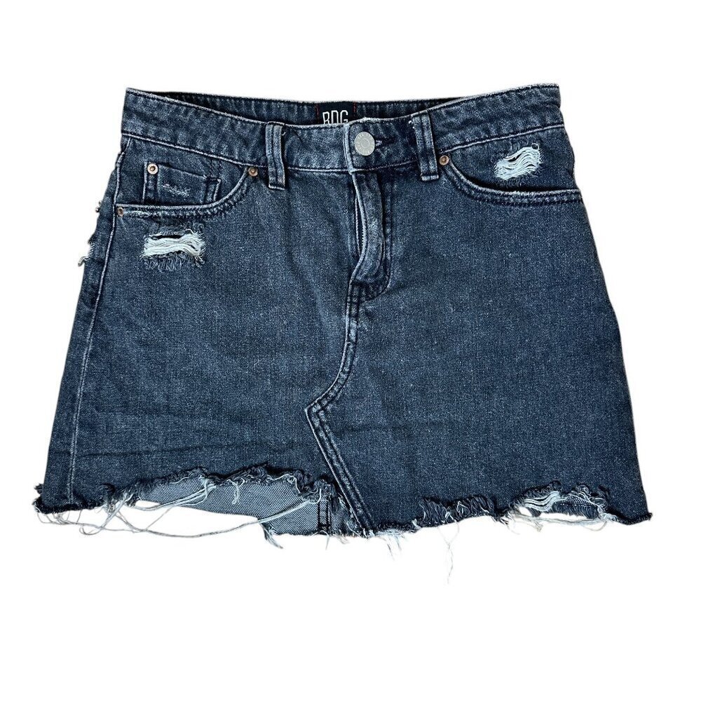 URBAN OUTFITTERS BDG Grey Black Denim Distressed Jean Mini Skirt Size small